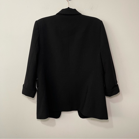 *Sold* DKNY Women’s Black Blazer Rolled Cuffs Gold Logo Button Detail in Size 12 - Picture 6 of 9